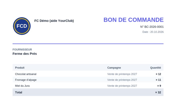Fournisseurs et bons de commande